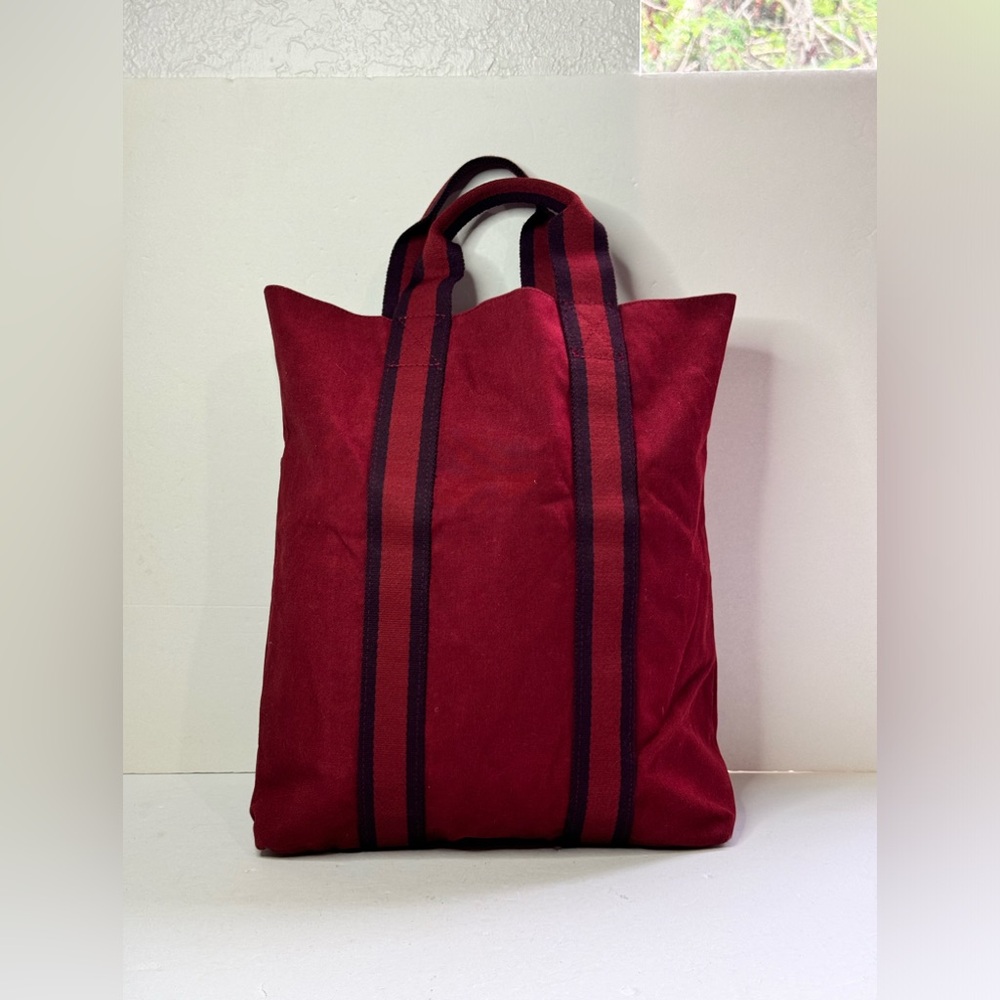 HERMES Fourre Tout Red Canvas Tote Bag
